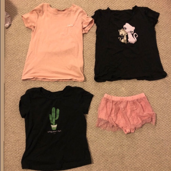 Pyjama set : 3 shirts, booty shorts - Picture 1 of 5